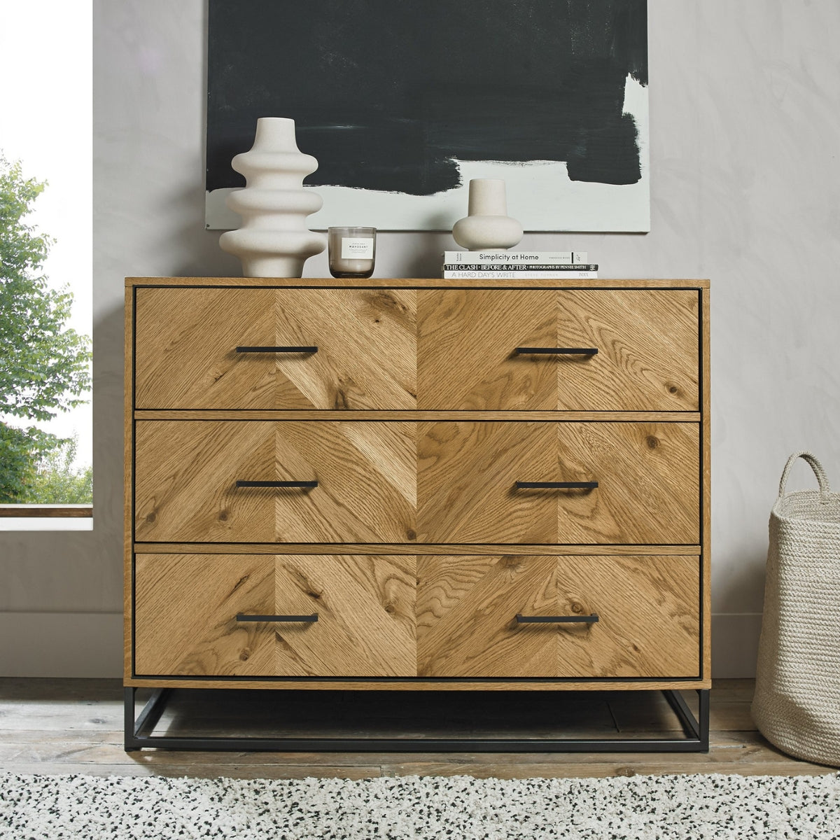 Riva Rustic Oak 3 Drawer Chest of Drawers - 4