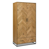 Riva Rustic Oak and metal Double Wardrobe - 1