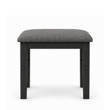 Rosalind stool with a dark grey upholstered seat cushion and a black wooden frame, shown from the front against a plain white background.