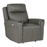 Rosslare Leather Electric Recliner Armchair Grey - 1