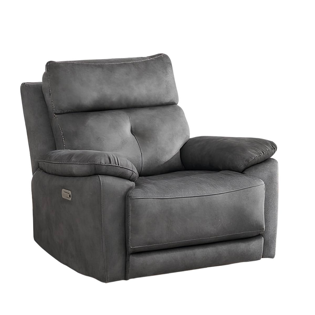 SadlerDarkGreyFabricElectricArmchair-1
