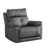 SadlerDarkGreyFabricElectricArmchair-1