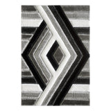 Saturn Black and Grey Abstract Diamond Pattern Rug
