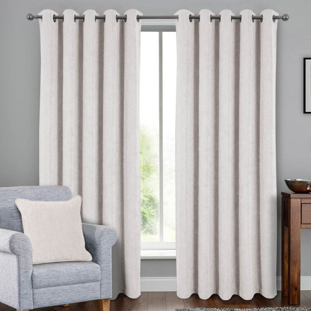 Savoy Chalk Ready-Made Blackout Eyelet Curtains - 1