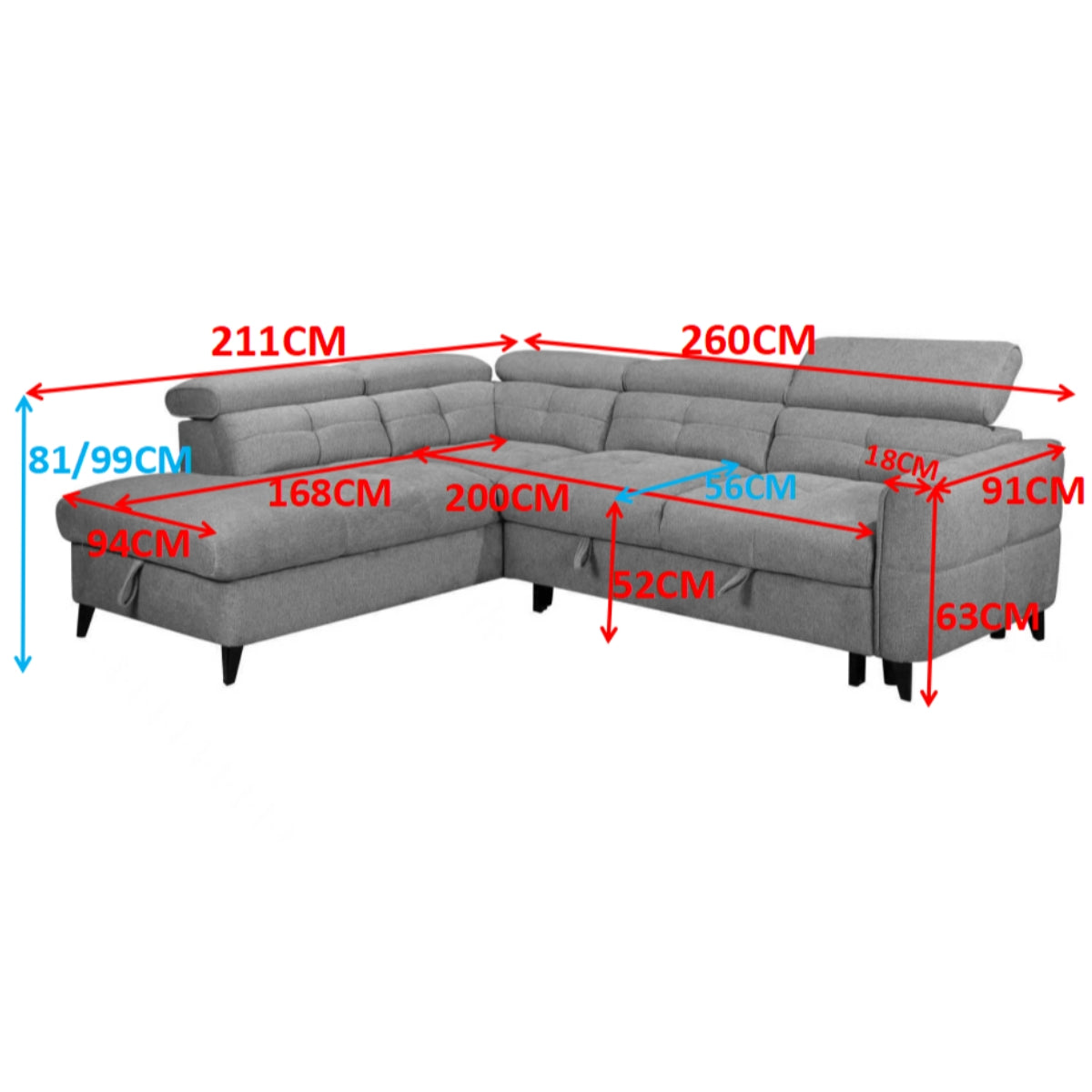 Schull Grey Fabric Sofa Bed