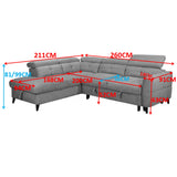 Schull Grey Fabric Sofa Bed