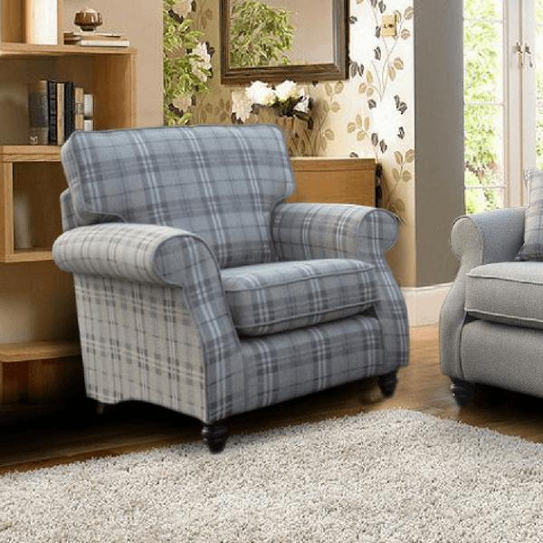 Blue Check Armchair