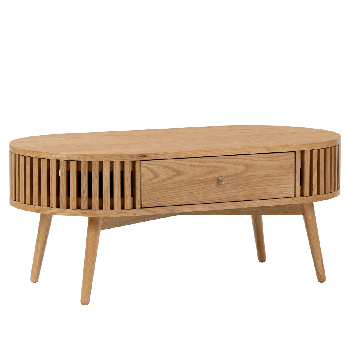 Stanford Nordic Slatted Oak Oval Coffee Table