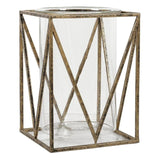 TF054 - Solomon Large Antique Gold Hurricane Candle Holder - 1