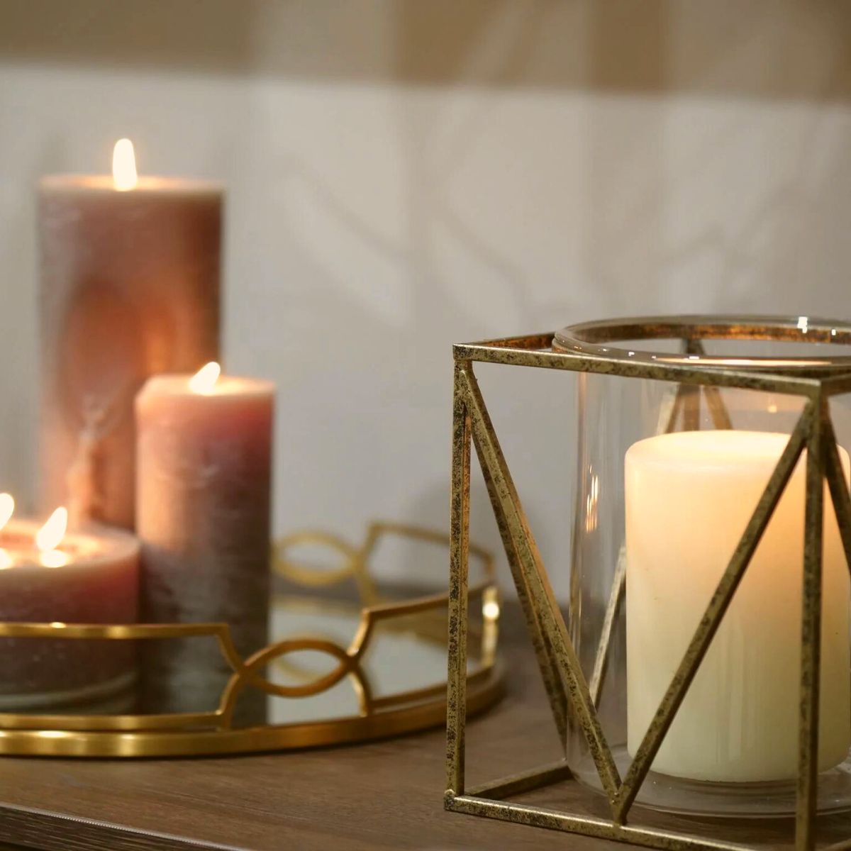 TF054 - Solomon Large Antique Gold Hurricane Candle Holder - 3