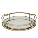 Drina Round Art Deco Mirrored Tray - Set of Two