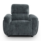 Trinity charcoal plush velvet recliner chair with a high backrest and wide armrests, shown from a front-facing perspective on a white background.