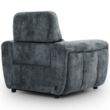 Trinity charcoal plush velvet recliner chair with a high backrest and wide armrests, shown from a three-quarter angle on a white background.