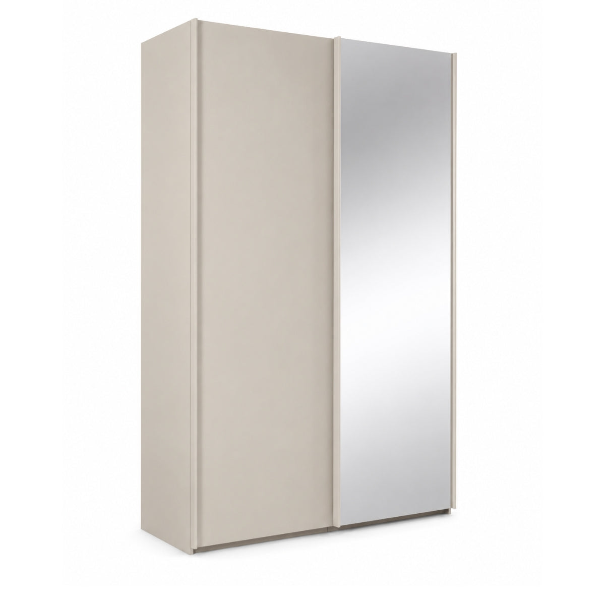 Trixie beige wardrobe with a mirror door on a white background