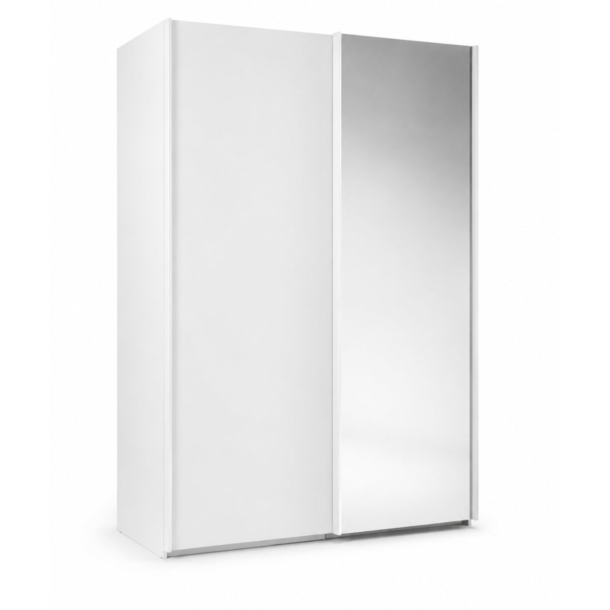 Trixie white sliding wardrobe with a mirror on a white background