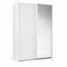 Trixie white sliding wardrobe with a mirror on a white background