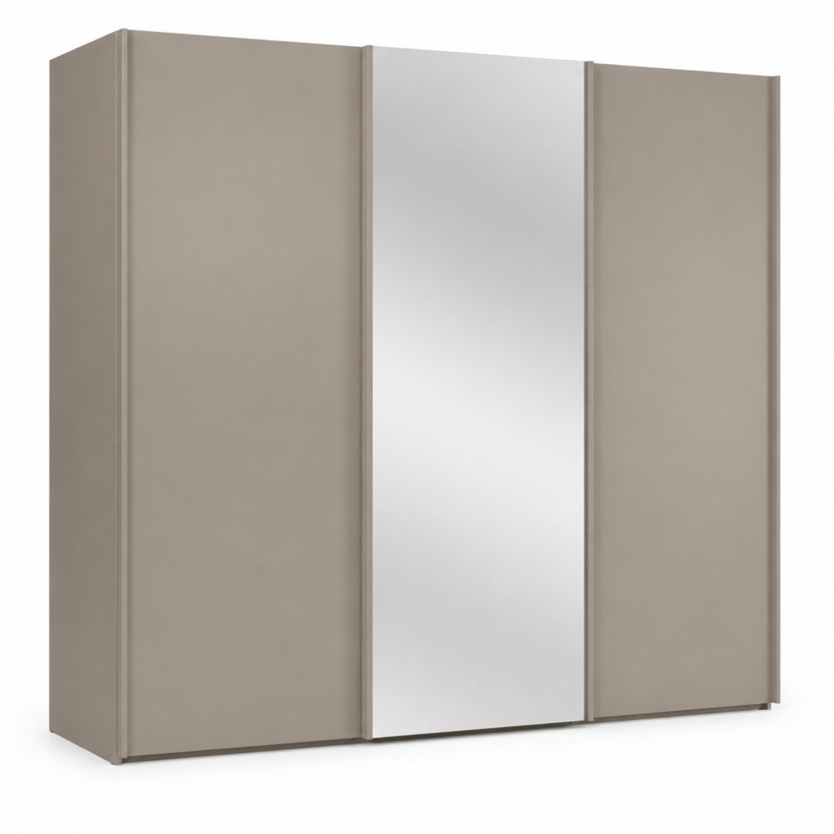 Trixie 3 door slide robe wardrobe with a mirrored door on a white background.