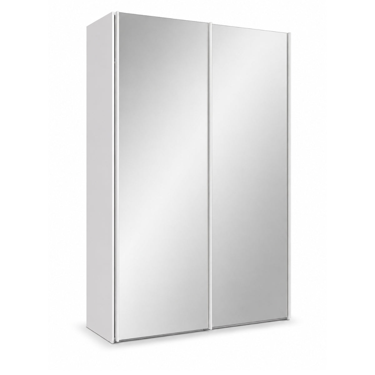 Trixie white wardrobe with mirrored doors on a white background