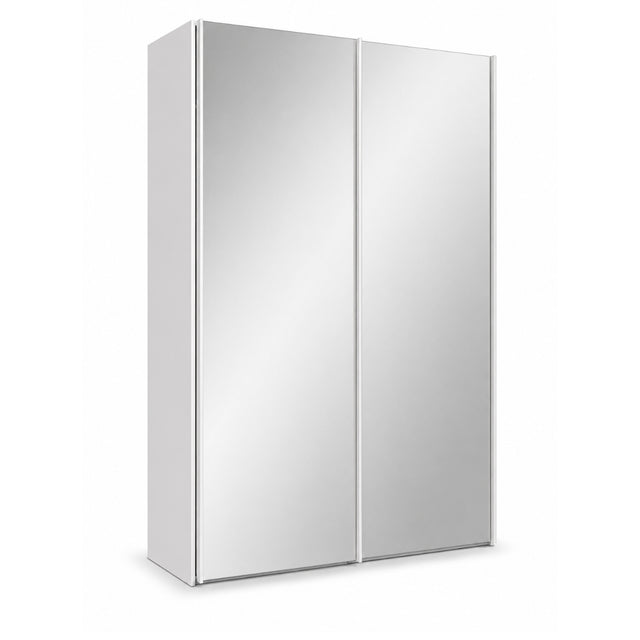 Trixie white wardrobe with mirrored doors on a white background