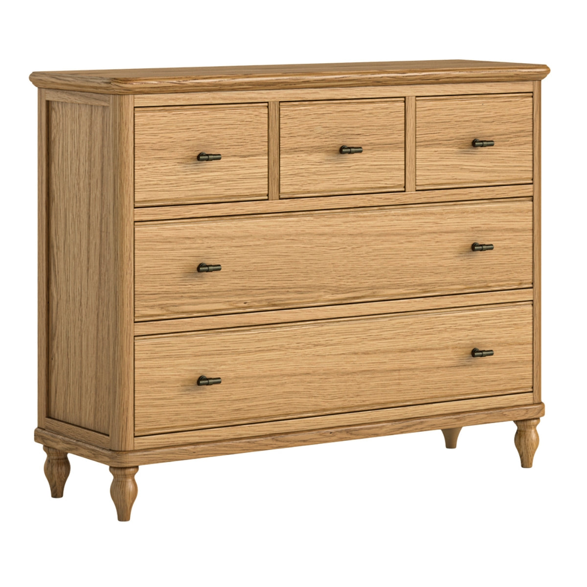 Vanya 3 Over 2 Oak Chest of Drawers - 1