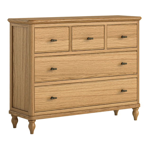 Vanya 3 Over 2 Oak Chest of Drawers - 1
