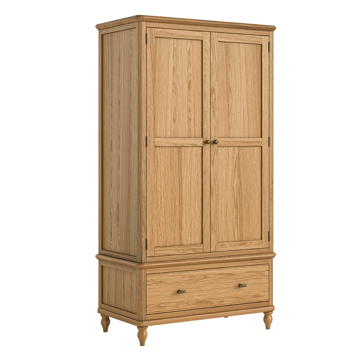 Vanya wooden wardrobe with two doors and a drawer on a white background