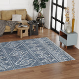 VeniceBlueDiamondDesignPlushRug-6