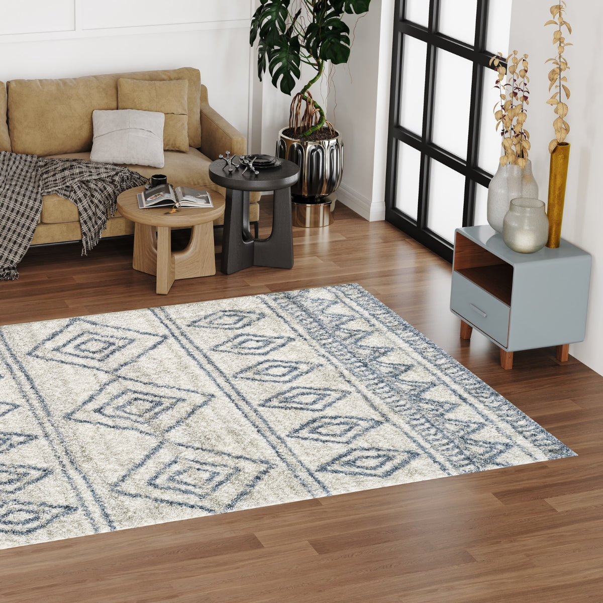 VeniceWhiteandBluePlushGeometricRug-6