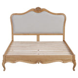 Versailles Carved Oak Bed Frame with Upholstered Headboard - 2
