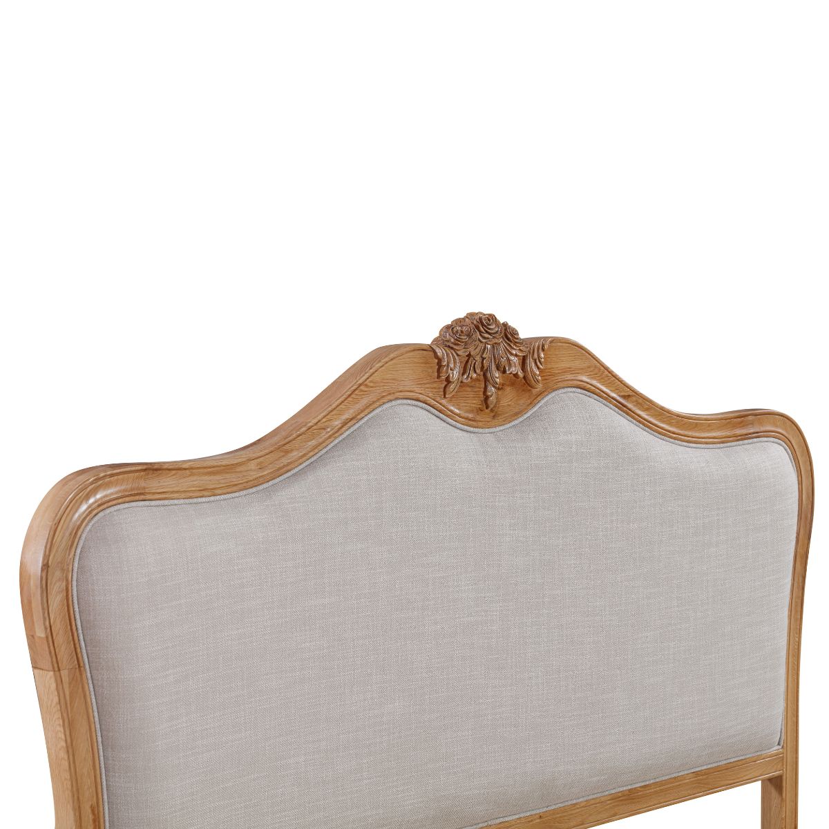 Versailles Carved Oak Bed Frame with Upholstered Headboard - 3