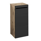 Vista black cabinet with wooden top on a white background.