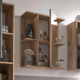 Vista wooden shelves with decorative items against a white wall.