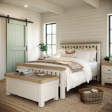 Wilson cream slatted bed frame in lifestyle setting.