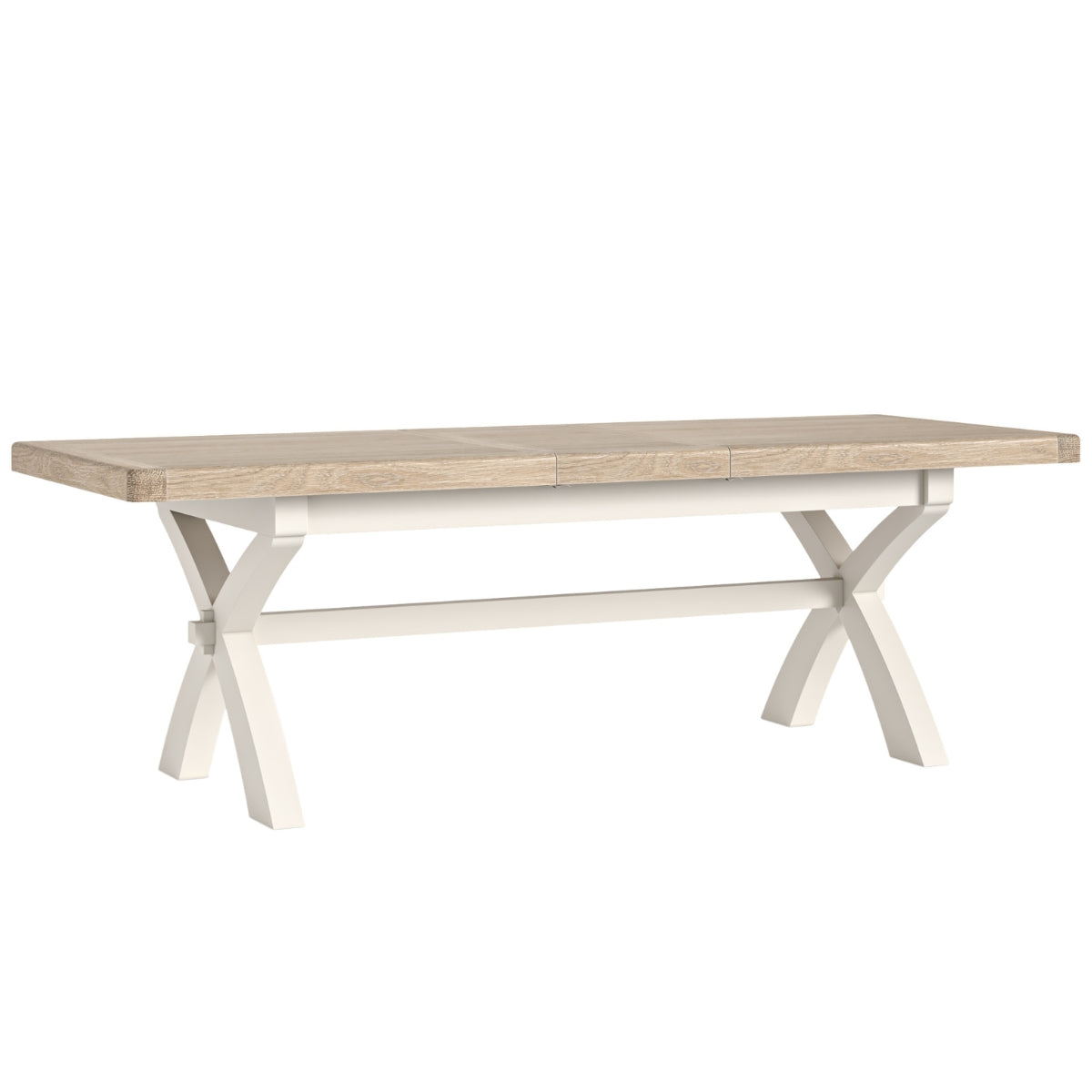 Wilson wooden table with oak top on a white background.