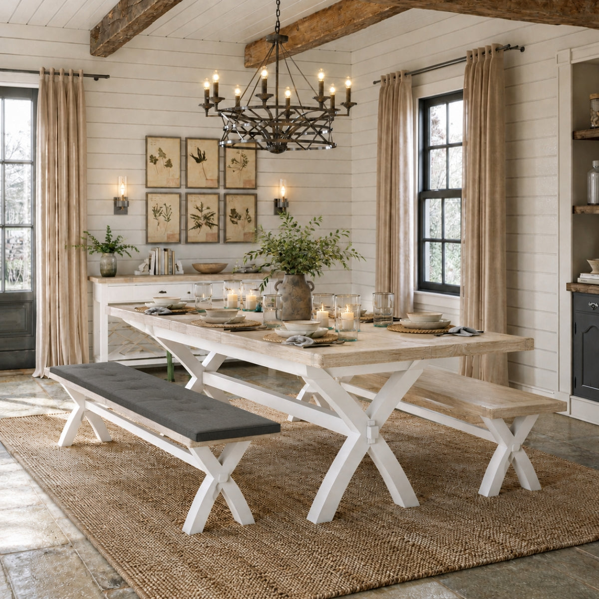 Wilson Cross Leg Extendable Dining Table.