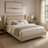 Winslet Beige Upholstered Bed Frame Lifestyle Image