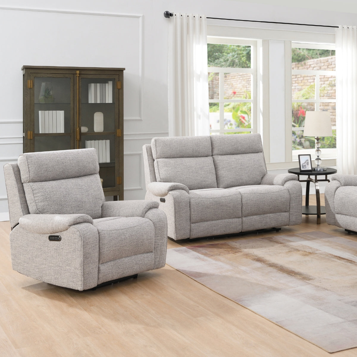 Yannis Grey Fabric 2 Seater Electric Recliner Sofa - 2