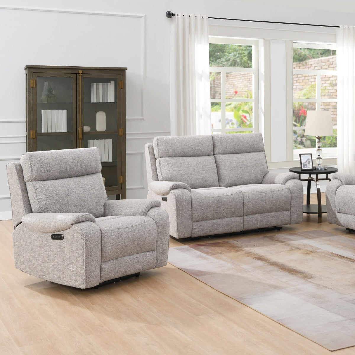 Yannis Grey Fabric Electric Recliner Armchair - 2