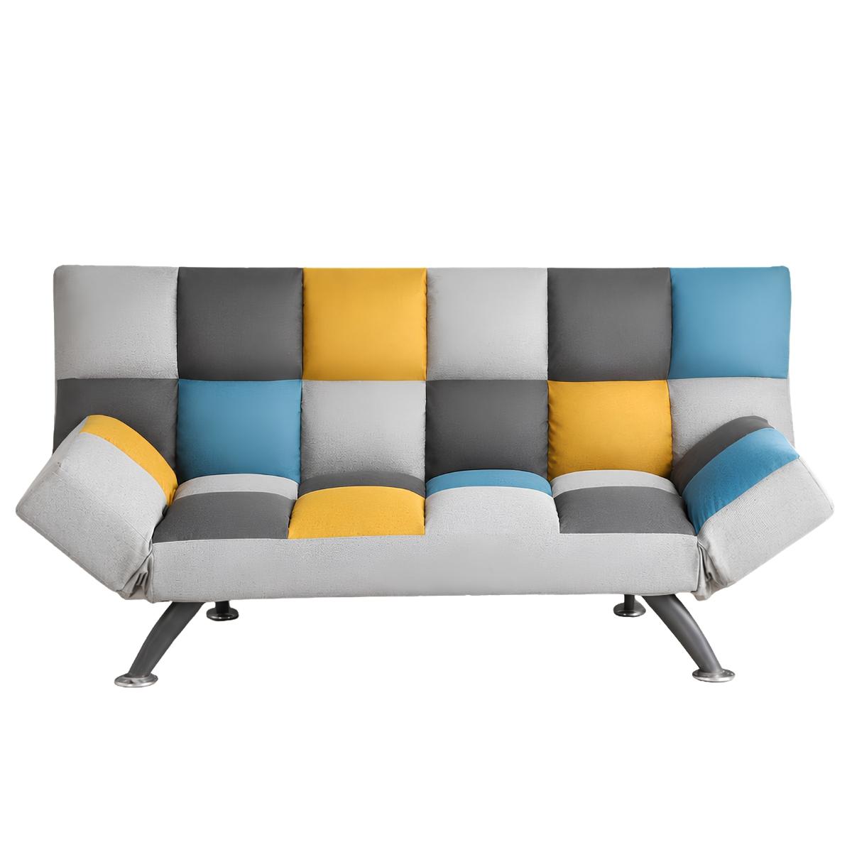 Mustard and Blue Brandon Patchwork Sofa Bed