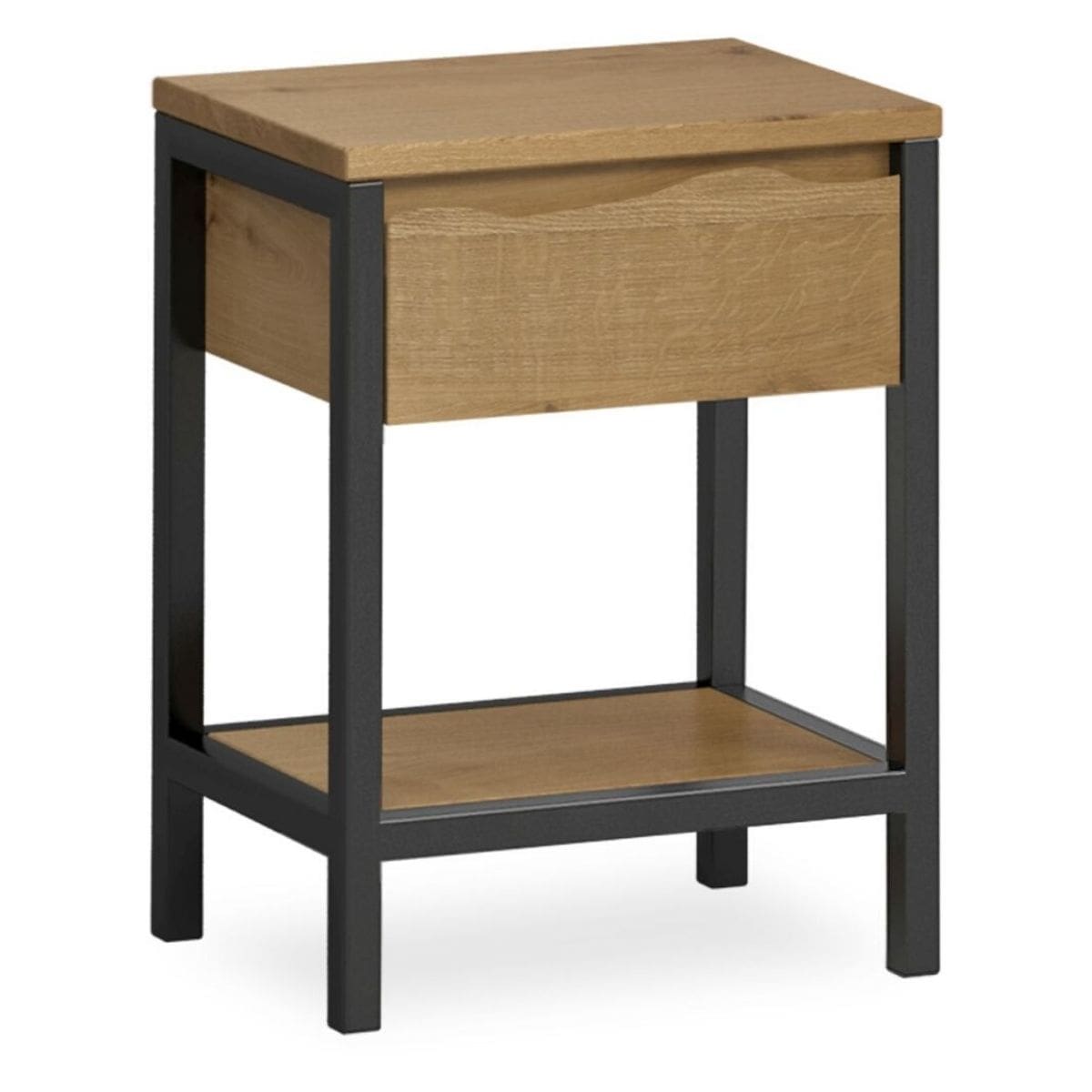 Heatherfield Oak and Metal Bedside Table