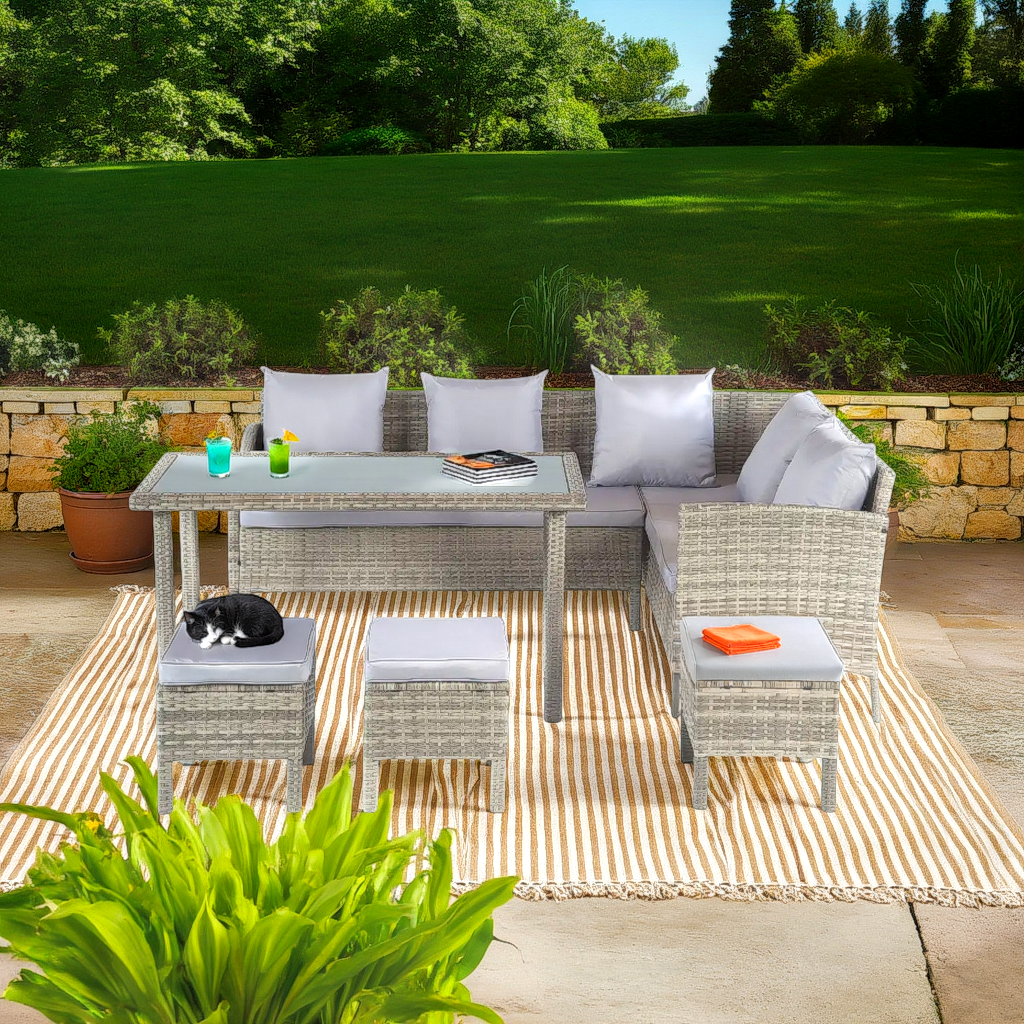 Salou Rattan Outdoor Corner Dining Set Floor Model