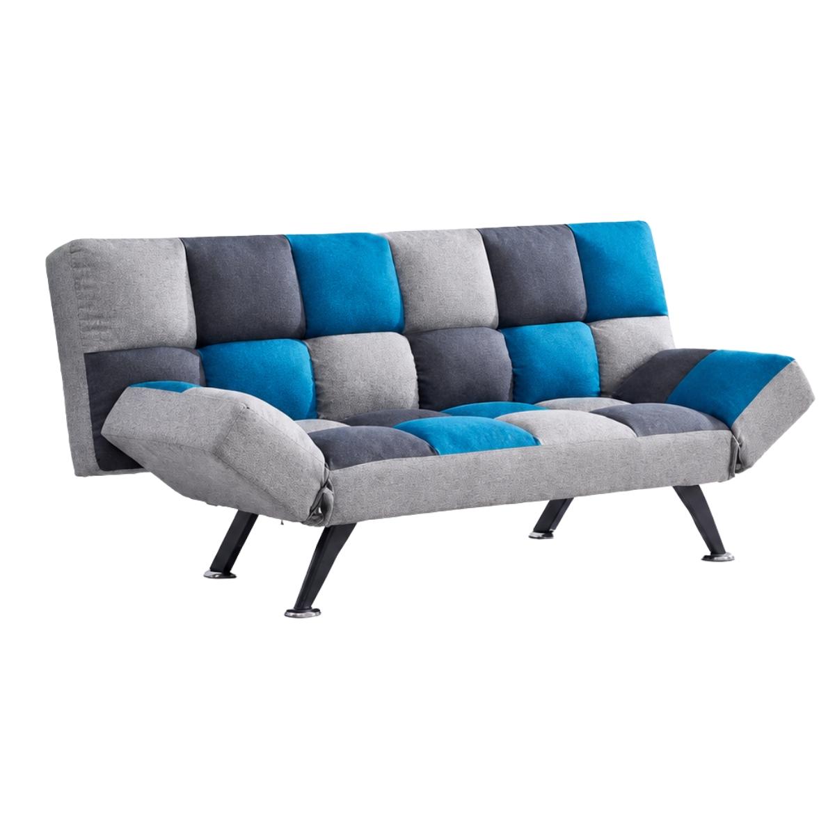 Brandon Patchwork Sofa Bed in Teal and Grey