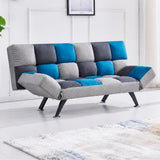 Brandon Sofa Bed in grey and teal patchwork fabric