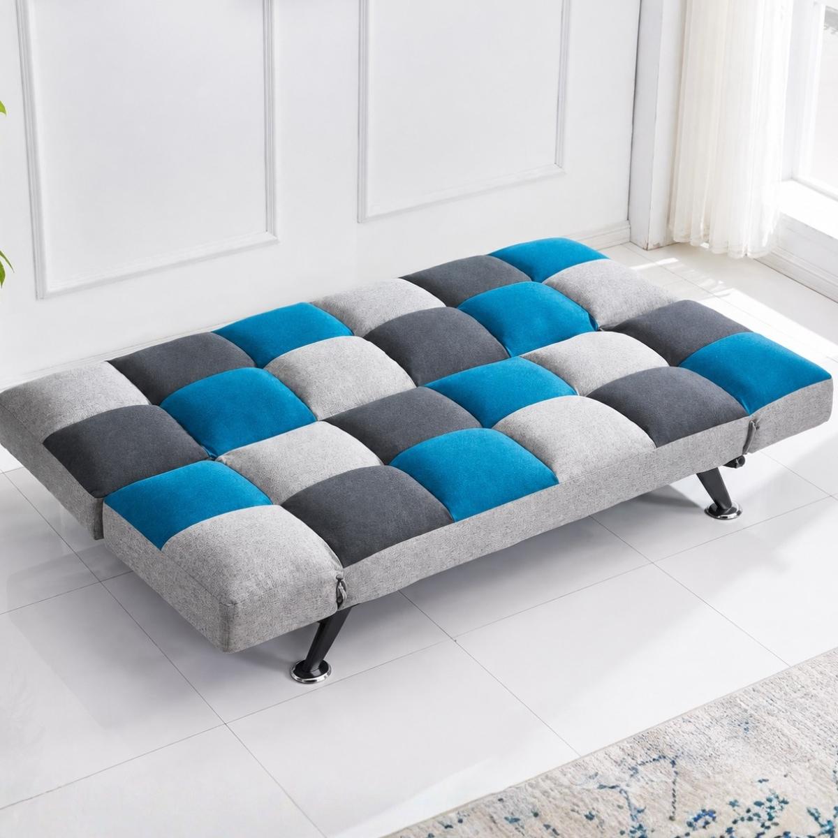 Teal and Grey Brandon Sofa Bed patchwork upholstery