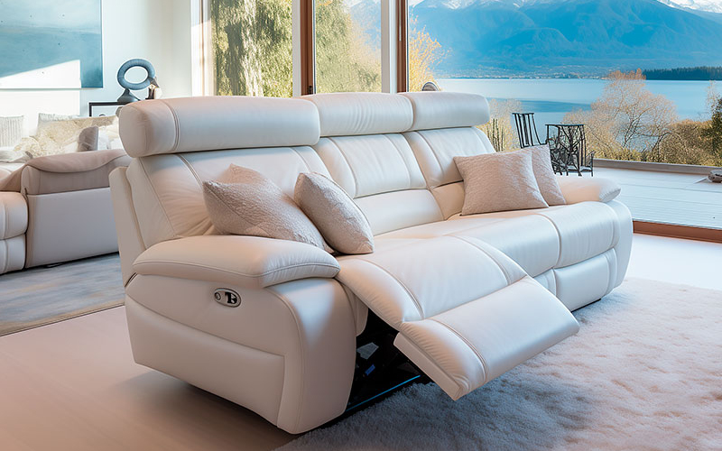 Cream triple reclining sofa.
