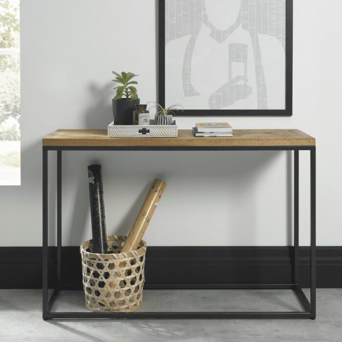 2003-19 - Inishmore Oak and Black Metal Console Table - 3