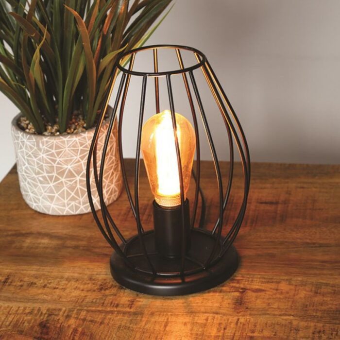 26116 - Industrial Black Cage Table Lamp - 2