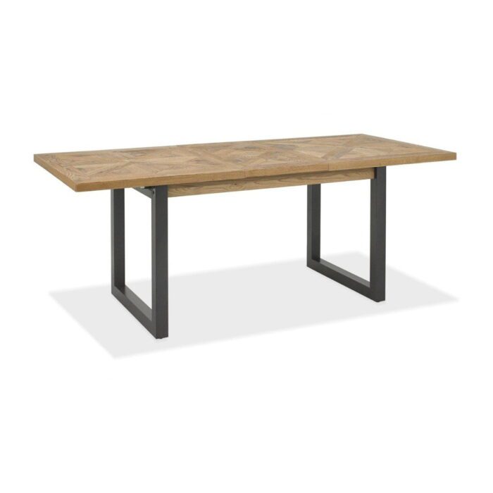 Oak and Metal Extending Dining Table