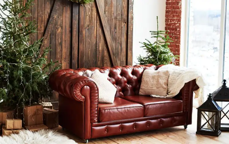 341 red leather chesterfield sofa