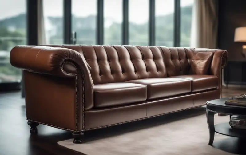 342 brown leather chesterfield
